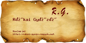 Rákai Győző névjegykártya